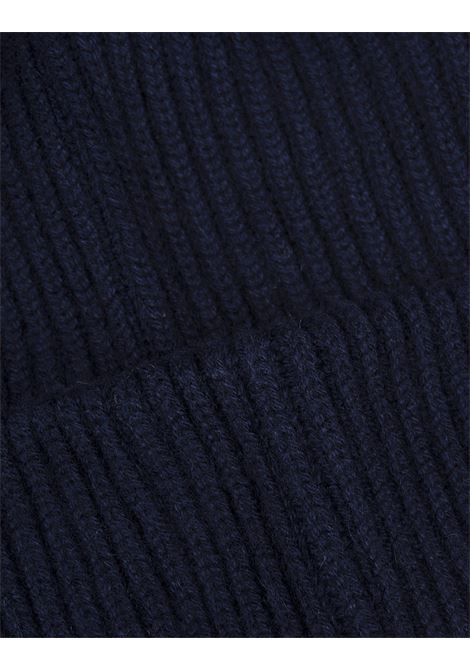 Night Blue Ribbed Cashmere Beanie FEDELI | UI06238-CC9