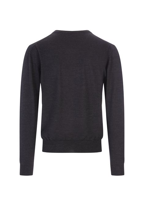 Anthracite Wool V-Neck Pullover FEDELI | UI07011-CC2