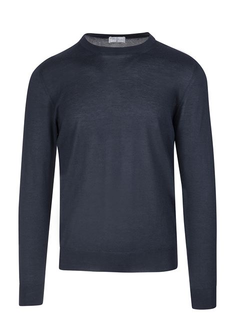 Anthracite Round Neck Pullover In Cashmere and Silk FEDELI | UI07119-CC12