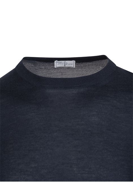 Anthracite Round Neck Pullover In Cashmere and Silk FEDELI | UI07119-CC12