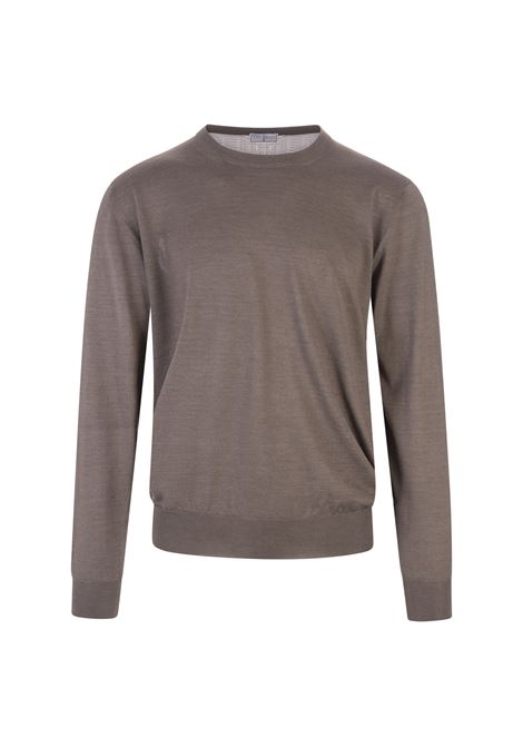 Taupe Round Neck Pullover In Cashmere and Silk FEDELI | UI07119-CC42