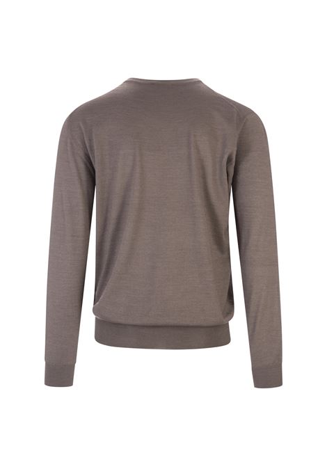 Taupe Round Neck Pullover In Cashmere and Silk FEDELI | UI07119-CC42