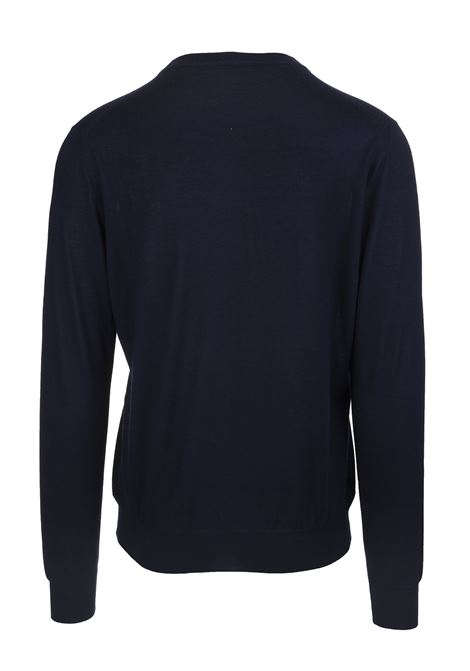 Dark Blue Round Neck Pullover In Cashmere and Silk FEDELI | UI07119-CC13