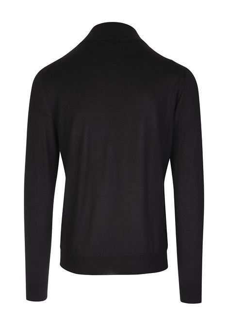 Black Half-Zip Favonio Pullover In Dark Grey Silk and Cashmere FEDELI | UI07122CE-CC9