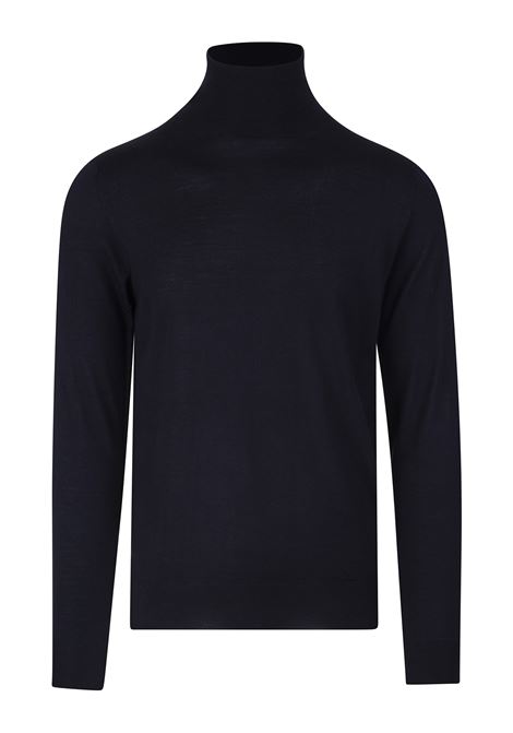 Navy Blue Cashmere and Silk Turtleneck Pullover FEDELI | UI07124-CC13