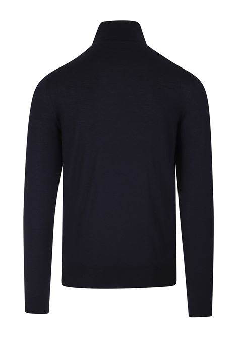 Navy Blue Cashmere and Silk Turtleneck Pullover FEDELI | UI07124-CC13