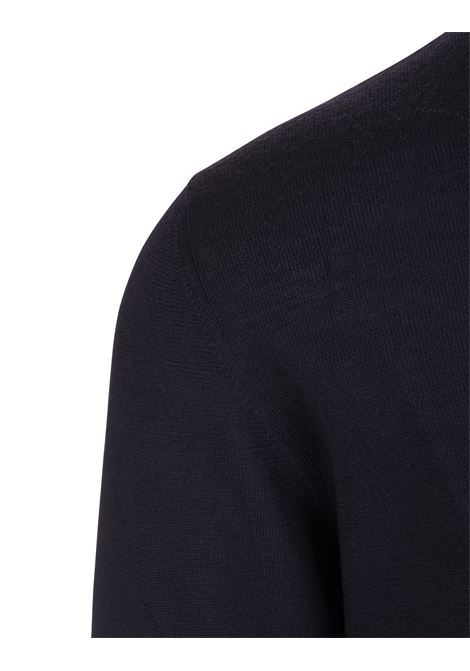 Navy Blue Virgin Wool Pullover With Half Zip FEDELI | UI07725-CC6