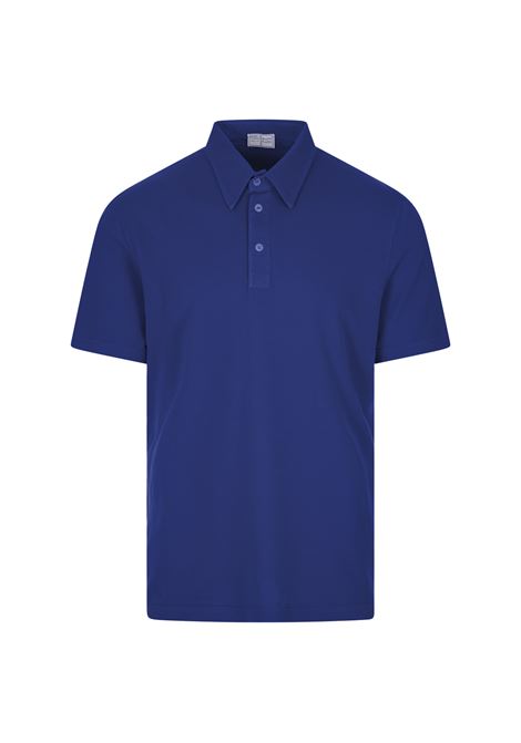 Royal Blue Cotton Pique Short-Sleeve Polo Shirt FEDELI | UID0127CE-CC191