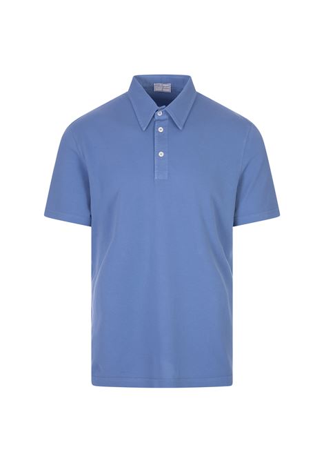 Light Blue Cotton Pique Short-Sleeve Polo Shirt FEDELI | UID0127CE-CC21