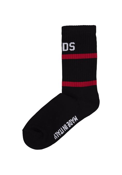 Black Socks with Logo and Stripes GCDS | CC94M01010002