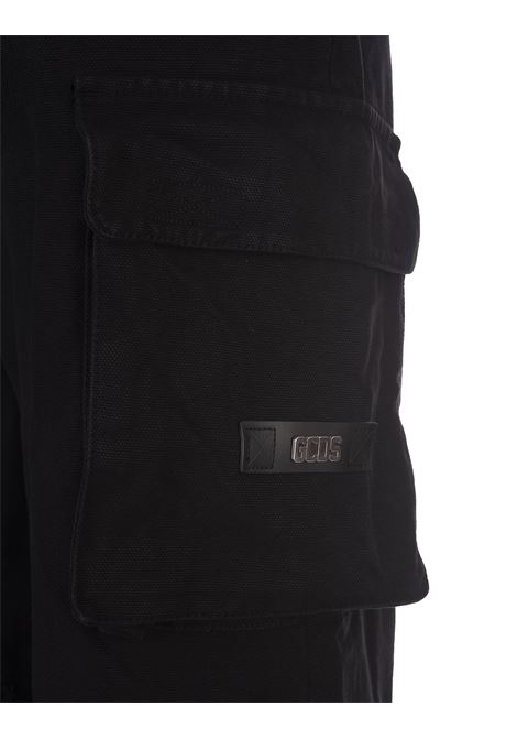 Black Cargo Pants With Logo Application GCDS | CC94M26054602