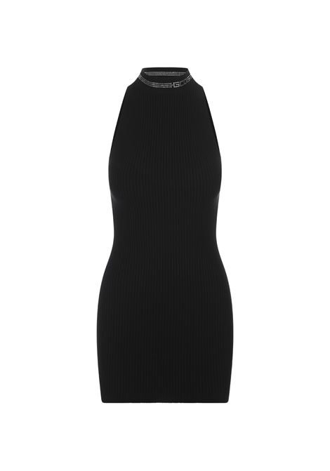 Black Knit Mini Dress With Rhinestones GCDS | FW23W67016102