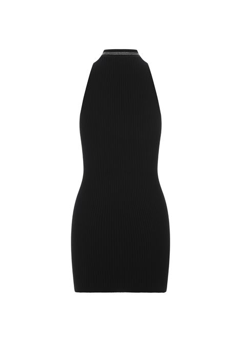 Black Knit Mini Dress With Rhinestones GCDS | FW23W67016102