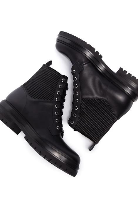 Low Lace-Up Ankle Boot In Black Leather GIANVITO ROSSI | G73884.20GOMCEONENE