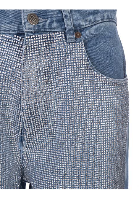Jeans Flare Fit Blu Con Cristalli GIUSEPPE DI MORABITO | 008DN-C-23459