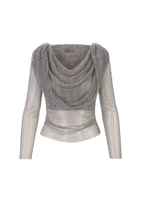 Long-Sleeved Top With Hood In Cristal Net GIUSEPPE DI MORABITO | 188TO-23111