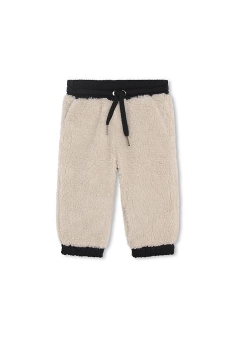 Beige and Black Faux Shearling Joggers With Logo GIVENCHY KIDS | H04171Z40