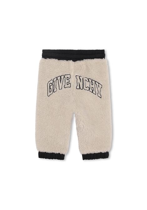 Joggers In Finto Shearling Con Logo Beige e Neri GIVENCHY KIDS | H04171Z40