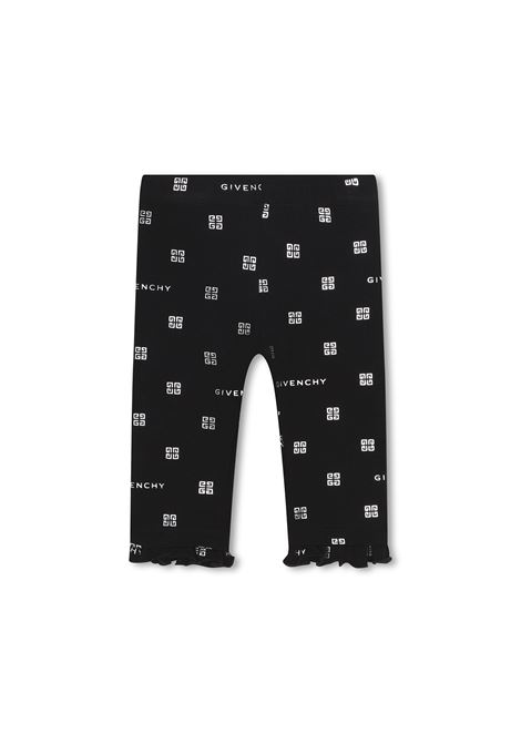 Black Leggings with All-Over GIVENCHY 4G Print GIVENCHY KIDS | H0417709B