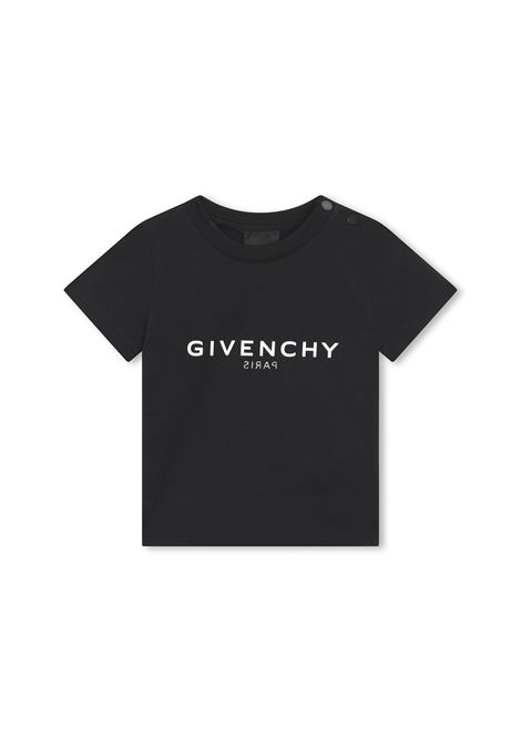 Black T-Shirt with Front and Back Logo GIVENCHY KIDS | H0526809B