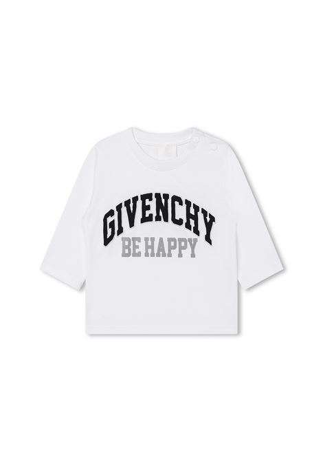 White GIVENCHY Be Happy T-Shirt GIVENCHY KIDS | H0527210P