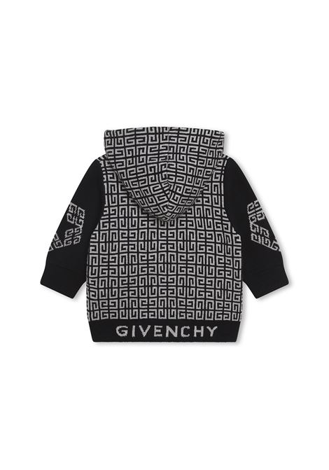 Black and Grey Monogram Hoodie With Zip GIVENCHY KIDS | H05275M60