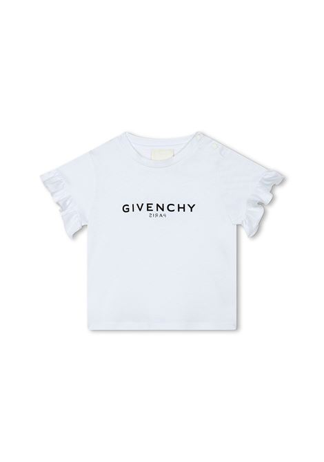 T-Shirt Bianca Con Logo Fronte e Retro GIVENCHY KIDS | H0528210P