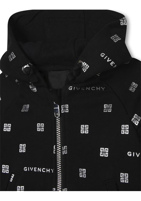 Felpa Zip-Up Nera con Stampa GIVENCHY 4G All-Over GIVENCHY KIDS | H0528909B