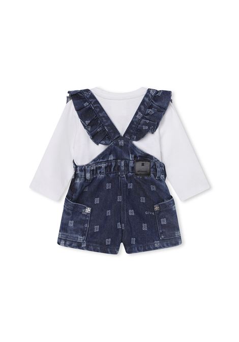 Set of T-Shirt and Dungarees In Denim Blue GIVENCHY KIDS | H08041Z10