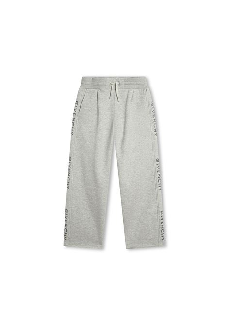 Grey Wide Leg Track Trousers With Logo On Sides GIVENCHY KIDS | H14216A01