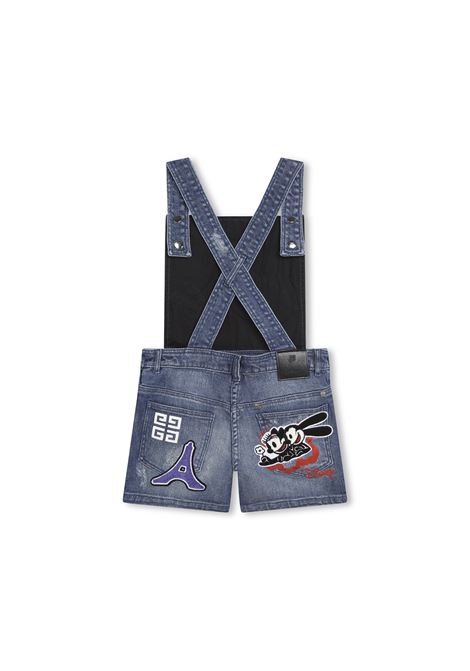 Denim Short Dungarees With Patches Oswald x Disney GIVENCHY KIDS | H14219Z10