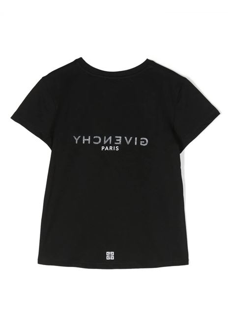 T-Shirt Nera Con Logo Fronte e Retro GIVENCHY KIDS | H1532909B
