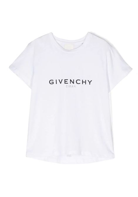 White T-Shirt with Front and Back Logo GIVENCHY KIDS | H1532910P