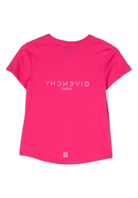 T-Shirt Fucsia Con Logo Fronte e Retro GIVENCHY KIDS | H1532949N