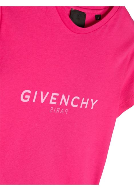 T-Shirt Fucsia Con Logo Fronte e Retro GIVENCHY KIDS | H1532949N
