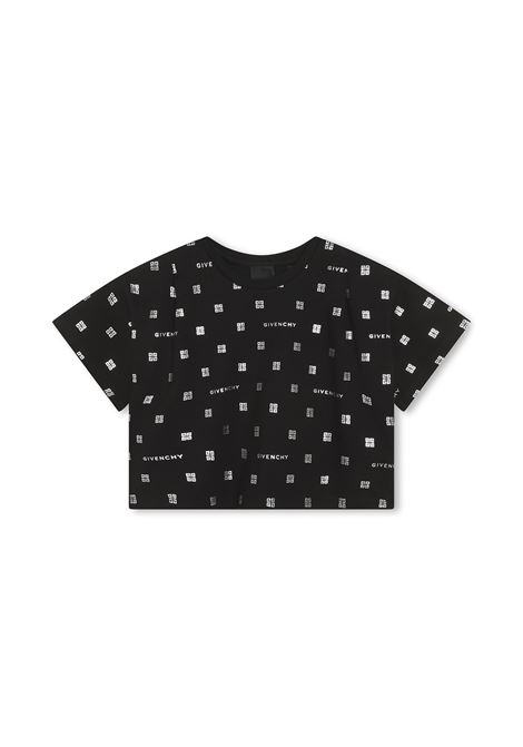 Black T-Shirt With GIVENCHY 4G Pattern GIVENCHY KIDS | H1534409B