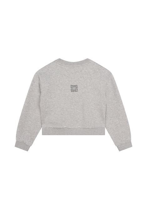 Grey Crop Sweatshirt With Glitter Logo GIVENCHY KIDS | H15346A01