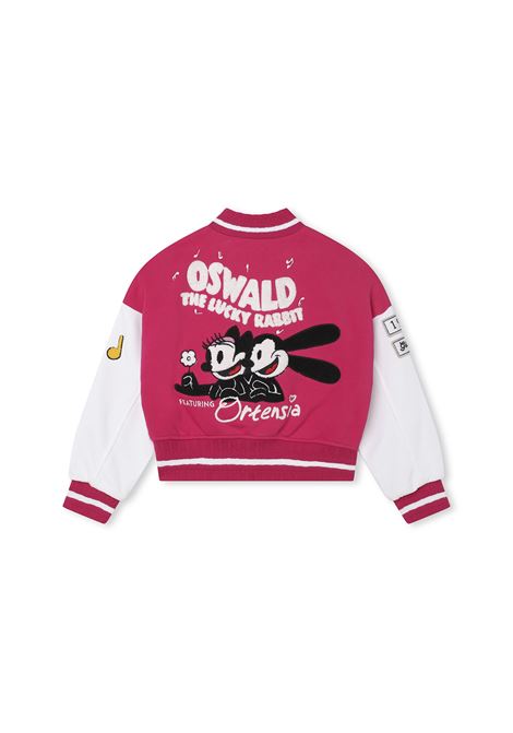 Fuchsia Bomber Jacket With Oswald x Disney Patches GIVENCHY KIDS | H15354S11