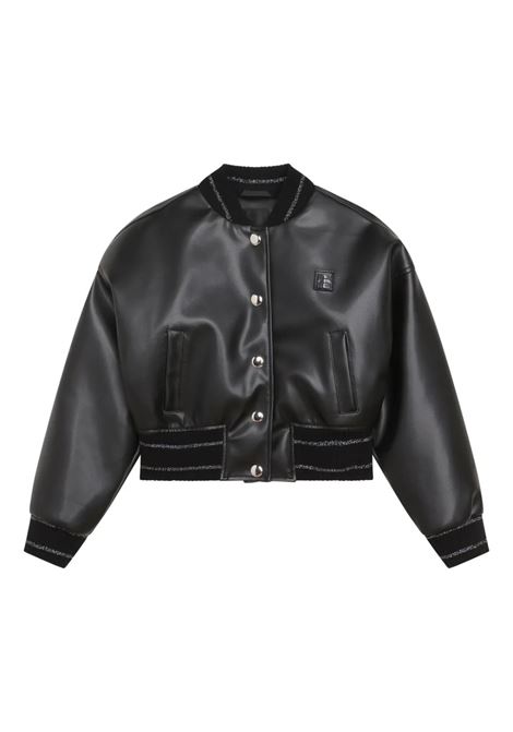 Black Bomber Jacket With Logo and Lurex Stripes GIVENCHY KIDS | H1611809B