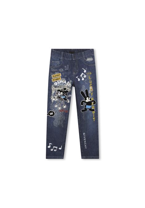 Blue Skinny Jeans With Oswald x Disney Patches  GIVENCHY KIDS | H24235Z03