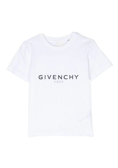 White T-Shirt with Front and Back Logo GIVENCHY KIDS | H2544610P
