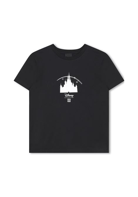 T-Shirt Nera Con Logo e Stampa Castello Disney GIVENCHY KIDS | H2545309B