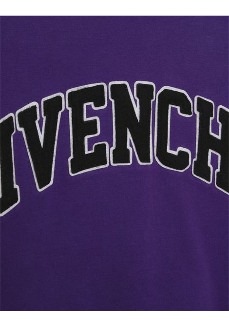 Purple T-Shirt With Applied Arch Logo GIVENCHY KIDS | H2546091C