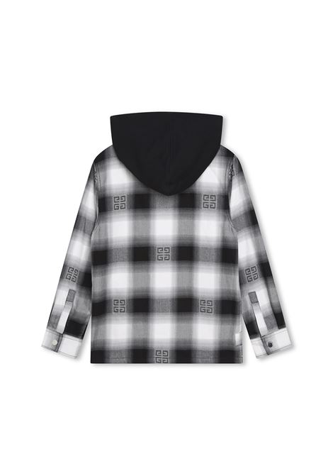 Black and White Check Hooded Overshirt GIVENCHY KIDS | H25467M41