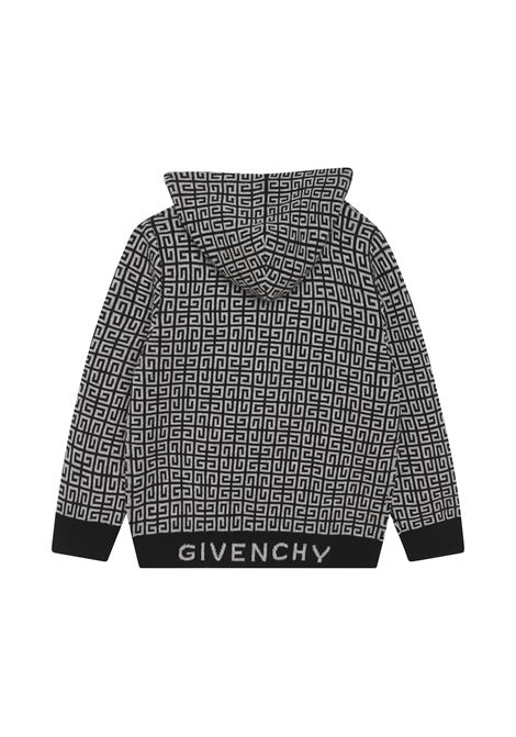 Black Zip-Up Hoodie With All-Over 4G Motif GIVENCHY KIDS | H25471M60