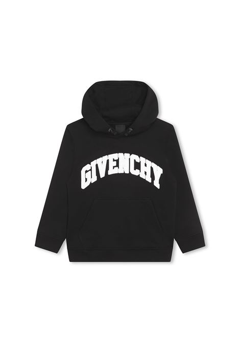 Black Hoodie With White Arched Logo GIVENCHY KIDS | H2548109B