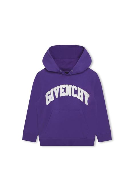 Purple Hoodie With White Arched Logo GIVENCHY KIDS | H2548191C