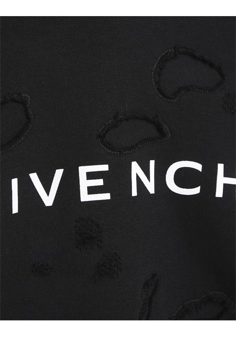 Black Hoodie with Logo and Distressed Effect GIVENCHY KIDS | H2548809B