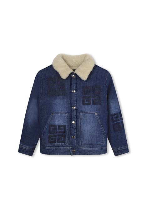 Giacca In Denim Indaco Con Stampa 4G GIVENCHY KIDS | H26136Z02