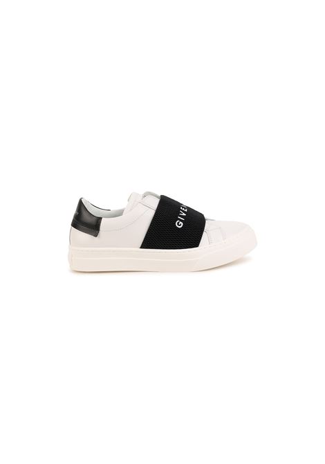 White Urban Street Sneakers With Black Logo Band GIVENCHY KIDS | H2908310P